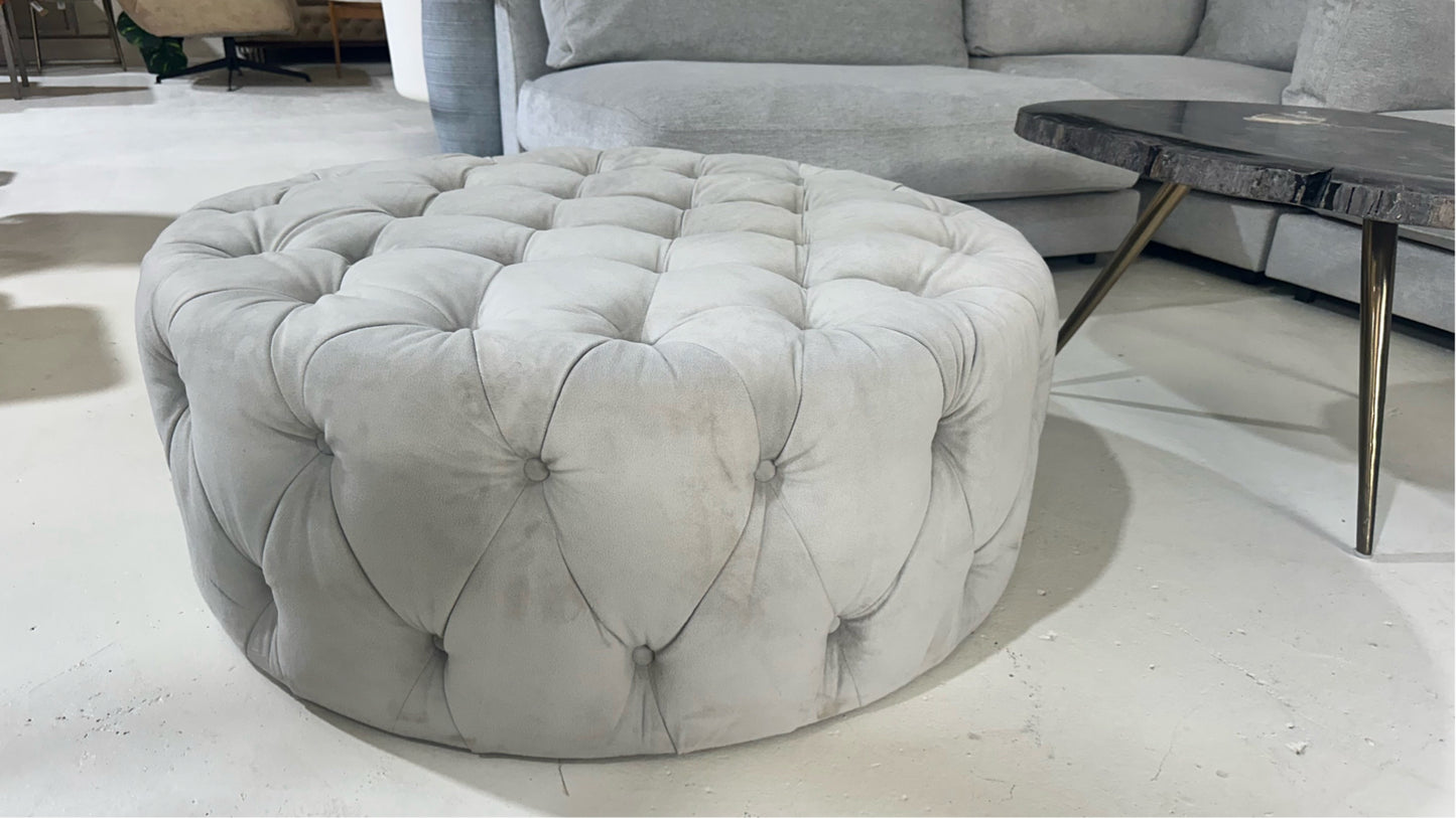 Ottoman round  velvet Grey