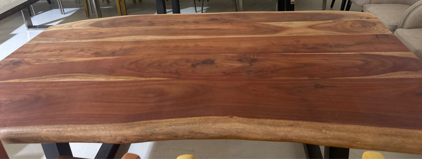 Dinning table, brown, black metal legs