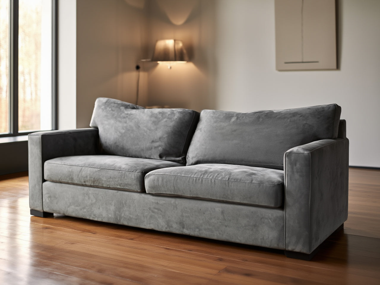 Crate & Barrel – Modern Grey Sofa Set (3+1+1)