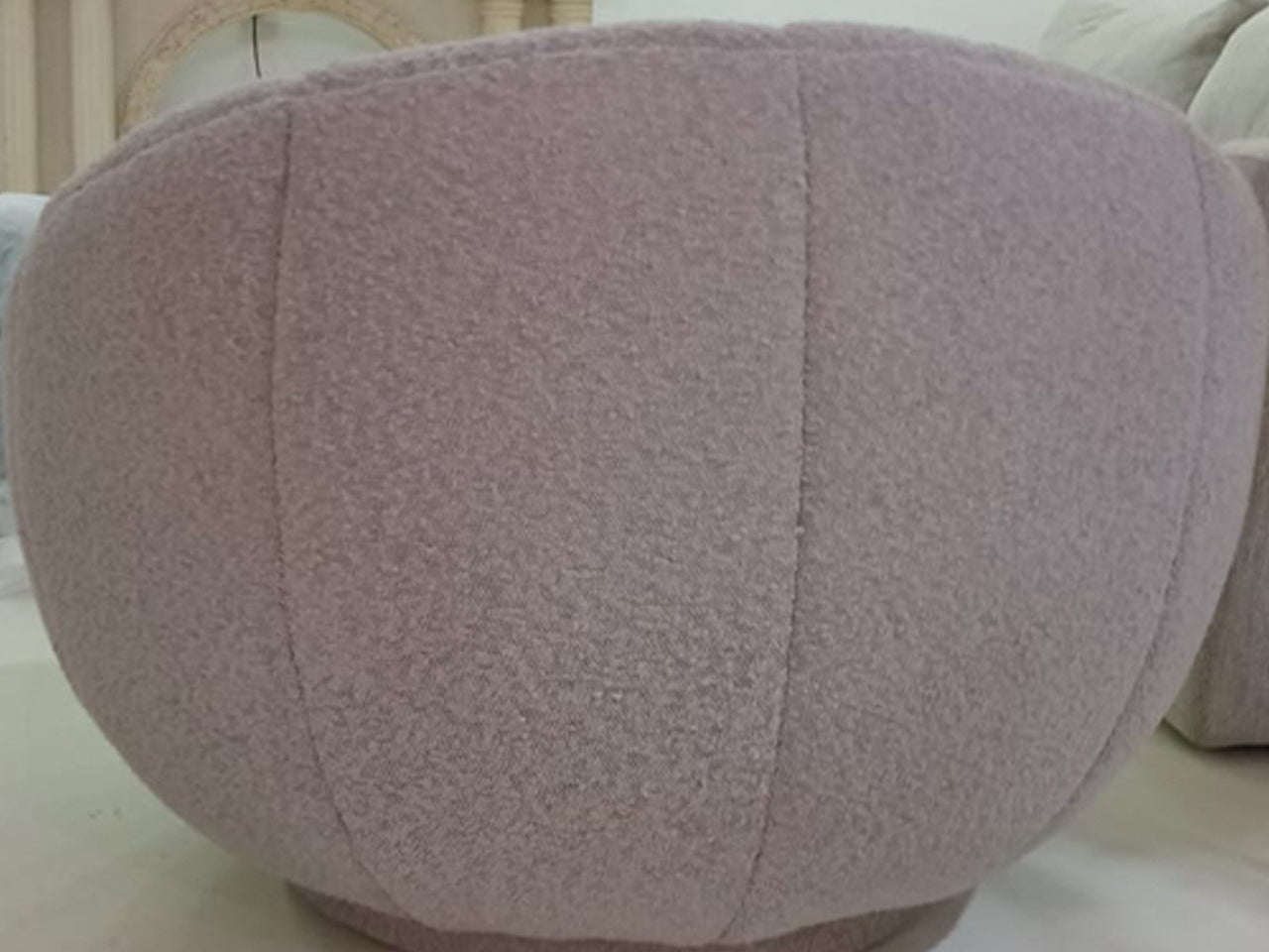 Barrel Swivel Accent Chair – Bouclé Upholstery