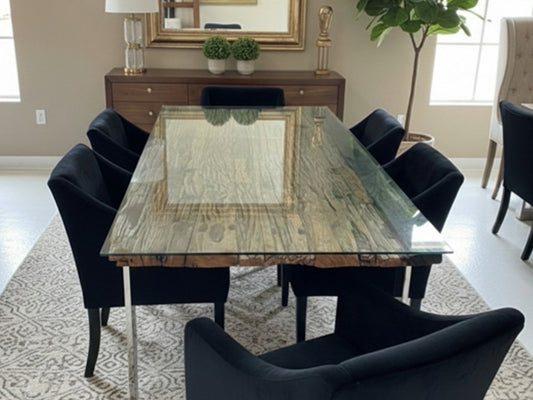 Railway Wood Dining Table with 6 Chairs