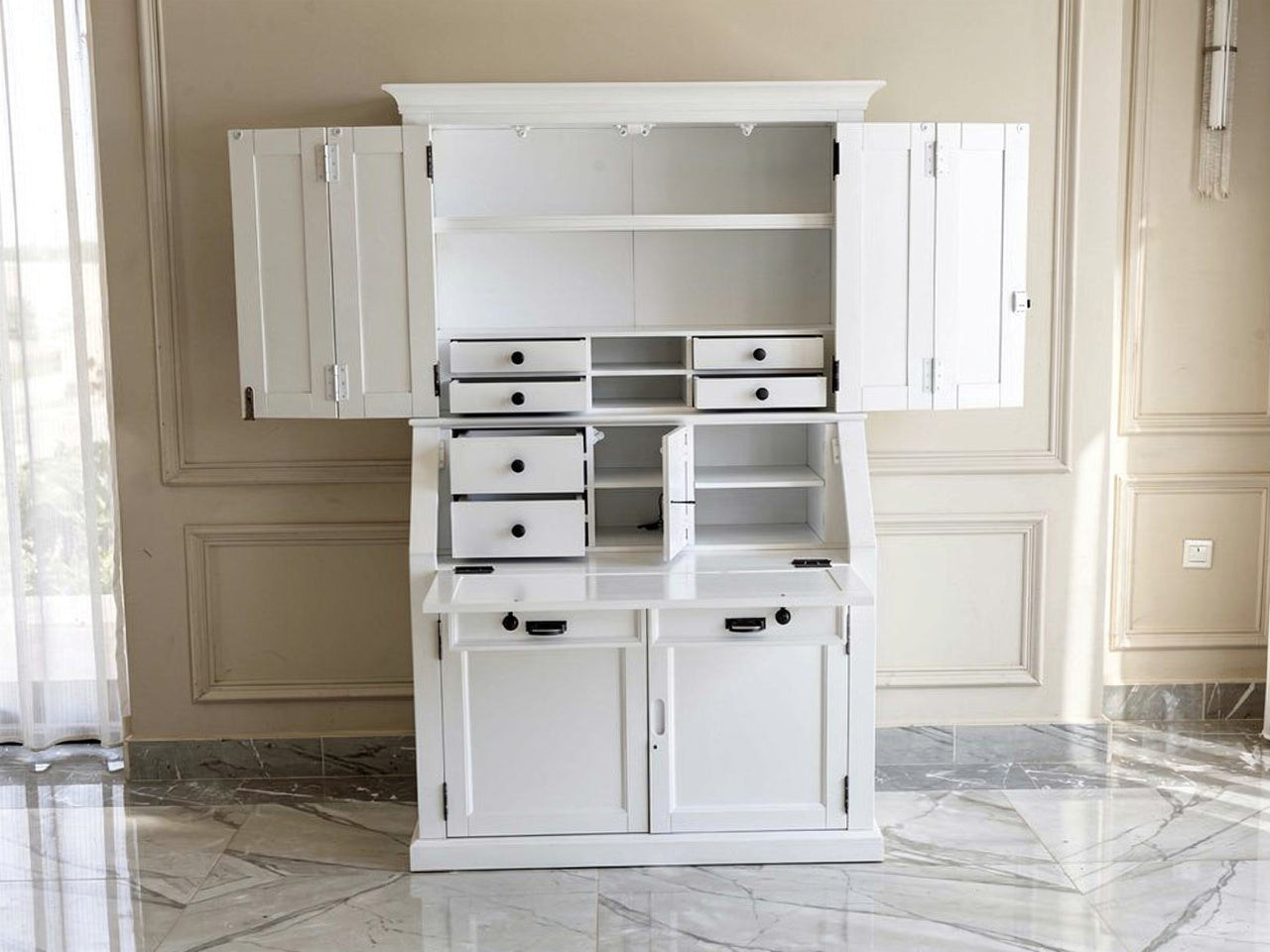 The One – White Secretary Desk Cabinet