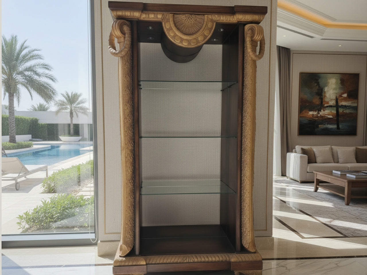 Antique Style Arabic-Inspired Curio Cabinet