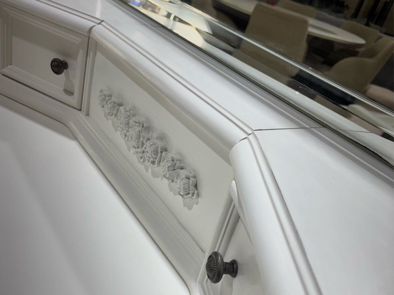 Pottery Barn White Vanity Table with Mirror