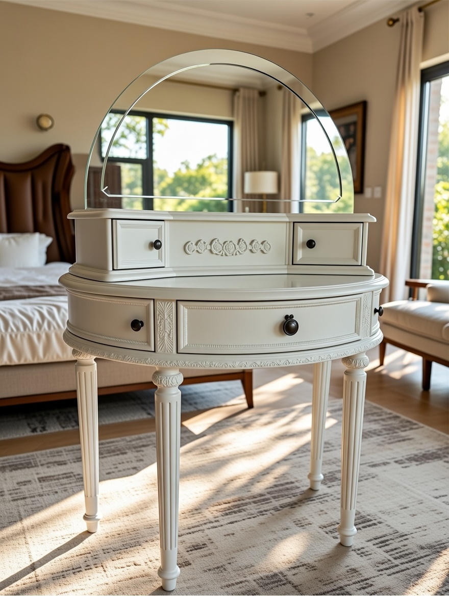 Pottery Barn White Vanity Table with Mirror