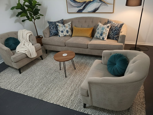 2XL Curved Velvet Tufted Sofa Set – 3-Seater and 2 Armchairs