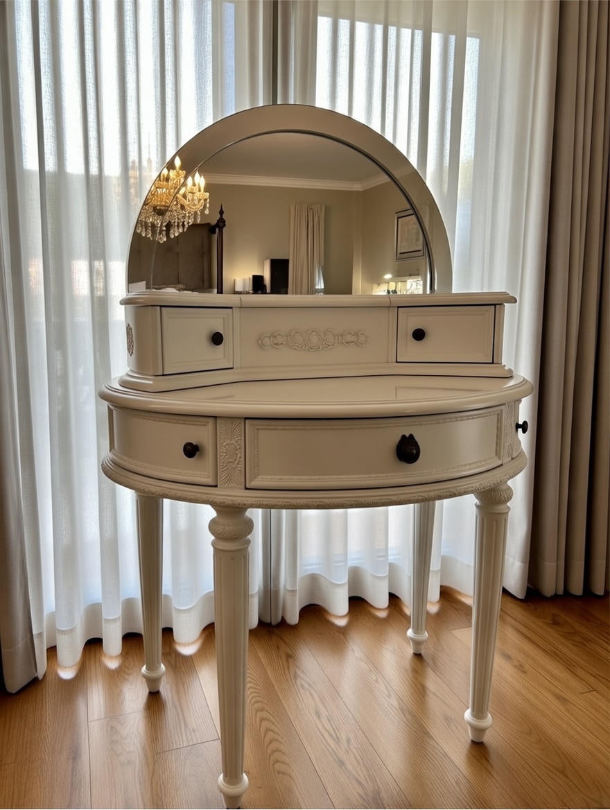 Pottery Barn White Vanity Table with Mirror