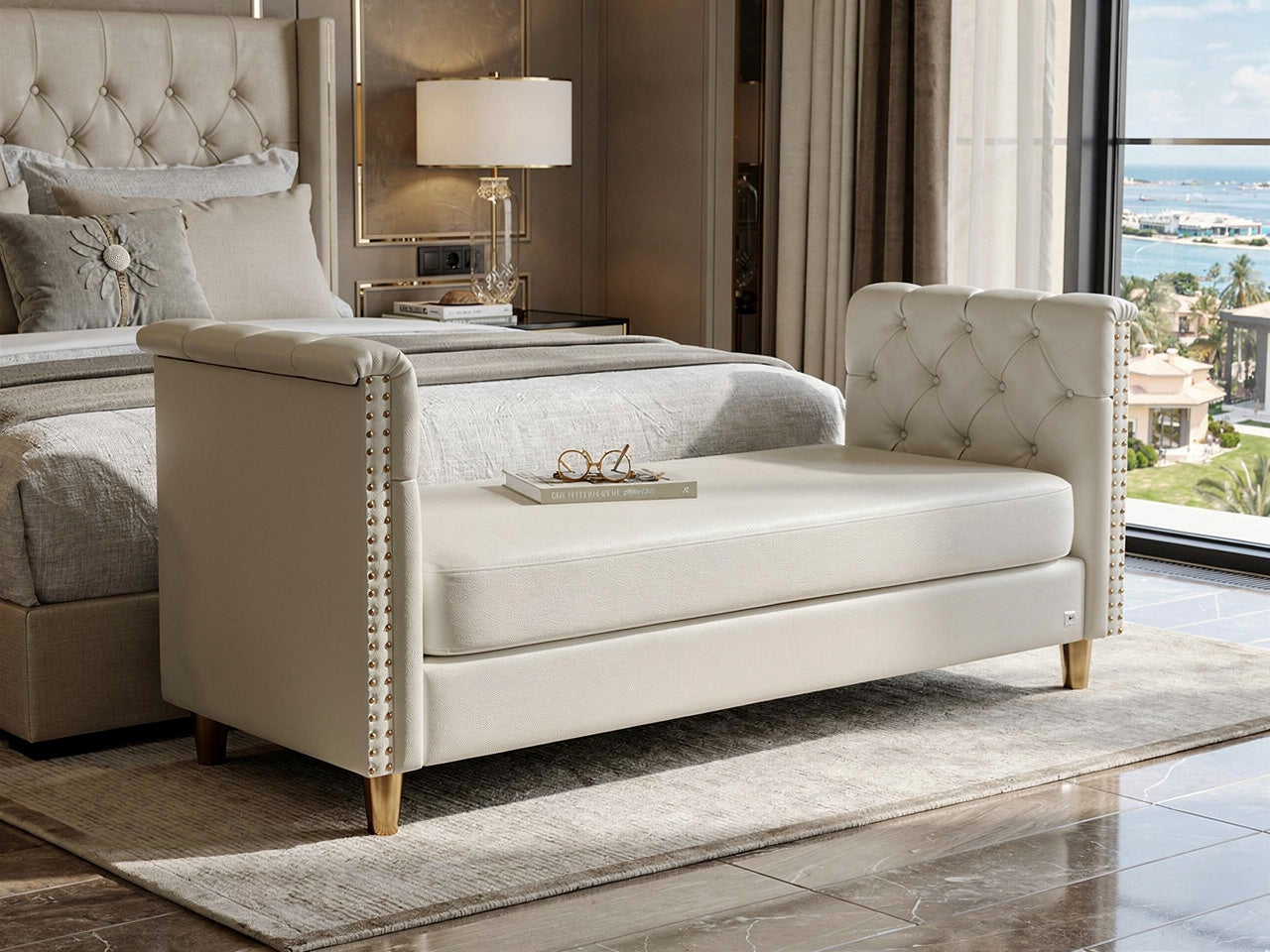 The One – White Upholstered Bench Bed