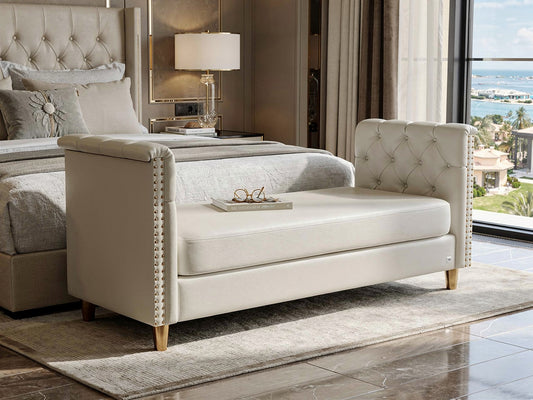 The One – White Upholstered Bench Bed